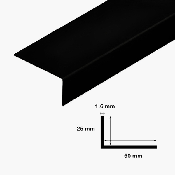 Unequal Plastic PVC Corner 90 Degree Angle Trim Black 1m Long