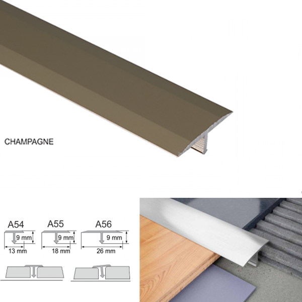 T Bar Anodised Aluminium Threshold Transition Trim For Tiles