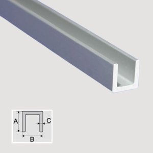 Aluminium Anodised 1m C-Shape Channel Bar – Equal Sided