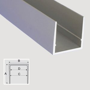 1m Anodised Aluminium C-Channel Equal-Sided Grooved Profile Bar