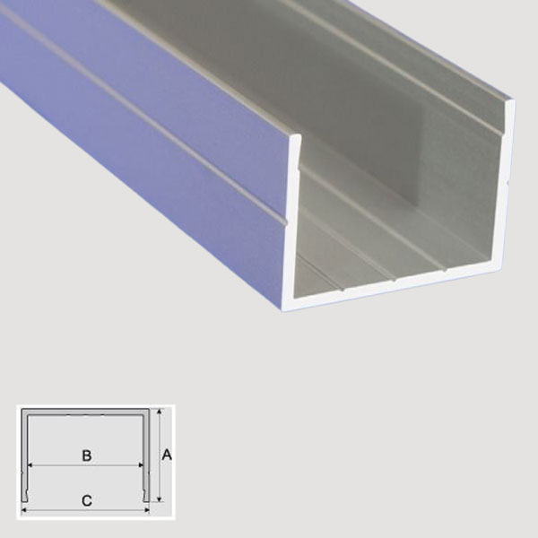 1m Anodised Aluminium C-Shape Channel Bar Profile