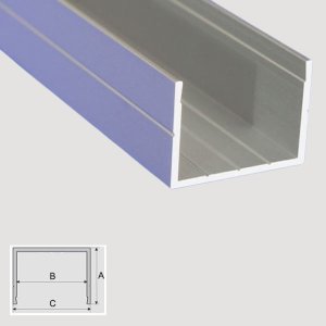 1m Anodised Aluminium C-Shape Channel Bar Profile