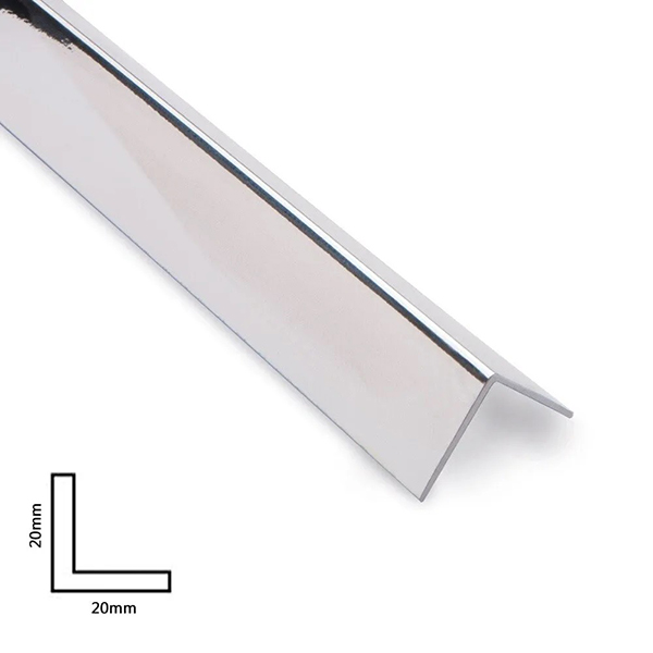 Durable Chrome External Corner 20mm x 20mm Plastic Edging Trim Cover