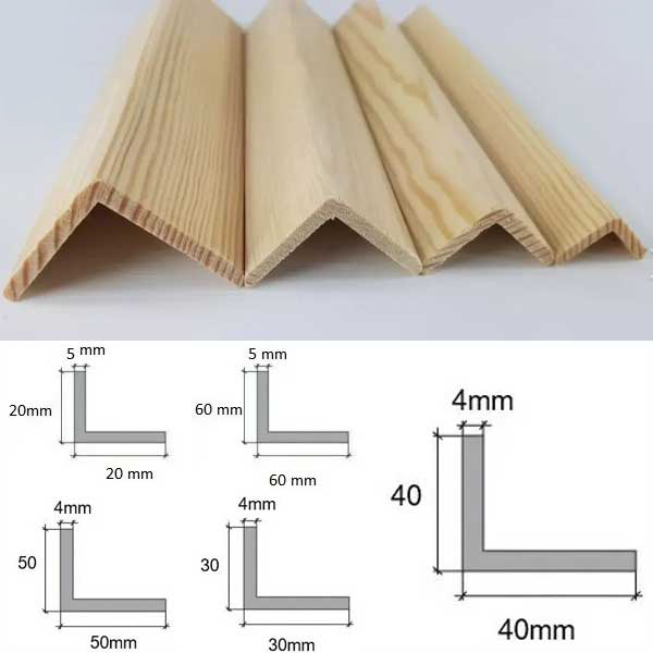 1m Long Angle Trim Moulding Beading Wooden Timber Edging Corner 