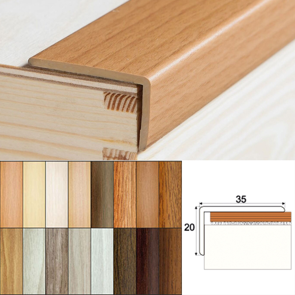 Self-Adhesive UPVC Wood Effect Stair Edge Nosing PVC Trim 