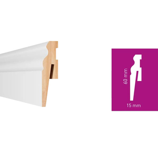2.42m White MDF Skirting Board for Home & Offices