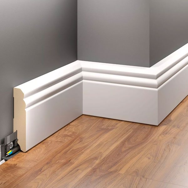 2.42m White MDF Skirting Board for Home & Offices