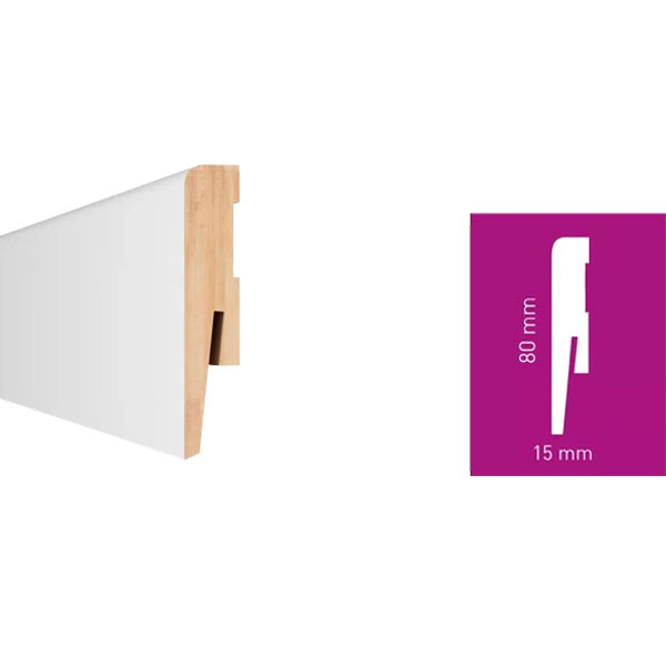 2.42m White MDF Skirting Board for Home & Offices