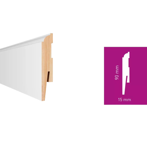 2.42m White MDF Skirting Board for Home & Offices