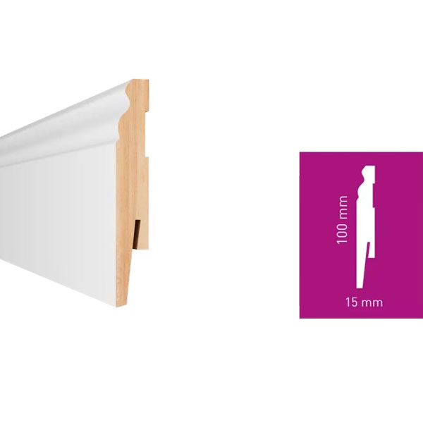 2.42m White MDF Skirting Board for Home & Offices