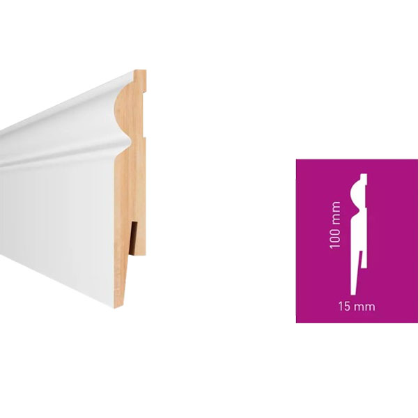 2.42m White MDF Skirting Board for Home & Offices