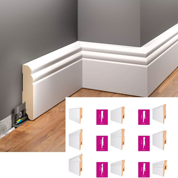 2.42m White MDF Skirting Board for Home & Offices
