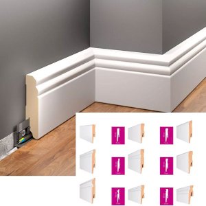 2.42m White MDF Skirting Board for Home & Offices