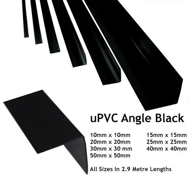 Black Plastic PVC Corner 90 Degree Angle Trim 2.9m Long 