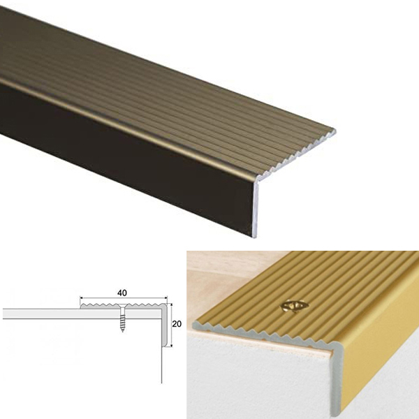 Screw Fix ANODISED Aluminium Non Slip Stair Edge Nosing Trim