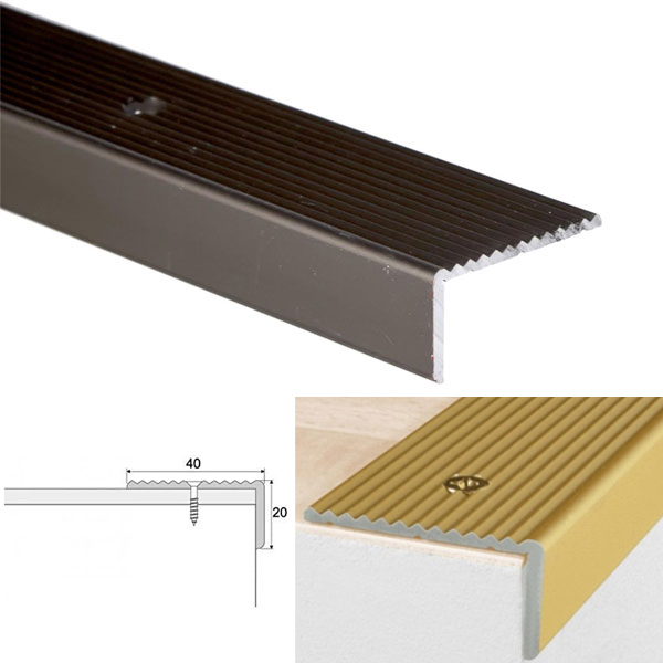 Screw Fix ANODISED Aluminium Non Slip Stair Edge Nosing Trim