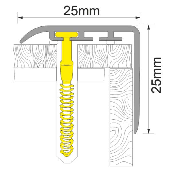 25mm x 25mm UPVC Non Slip Stair Nosing Wooden Finish Trim