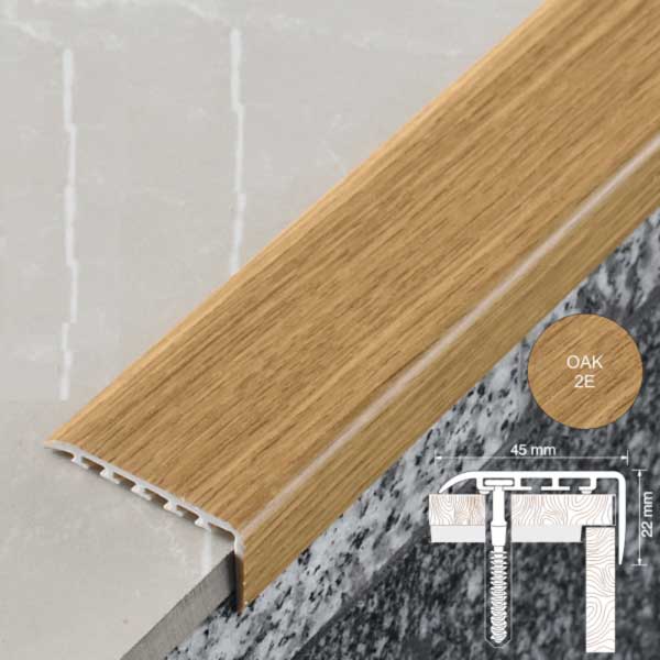 25mm x 25mm UPVC Non Slip Stair Nosing Wooden Finish Trim