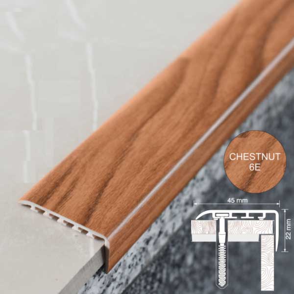 25mm x 25mm UPVC Non Slip Stair Nosing Wooden Finish Trim