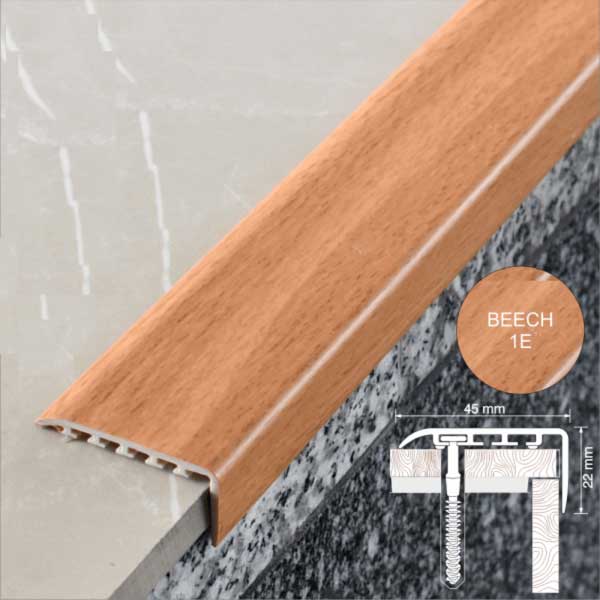 25mm x 25mm UPVC Non Slip Stair Nosing Wooden Finish Trim