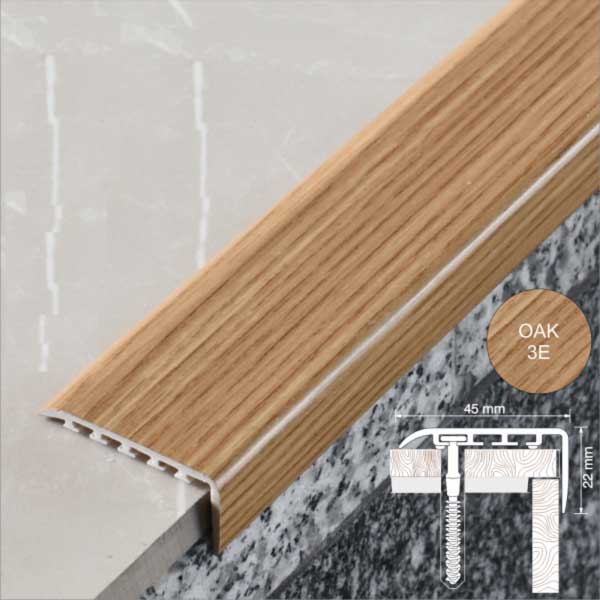 25mm x 25mm UPVC Non Slip Stair Nosing Wooden Finish Trim