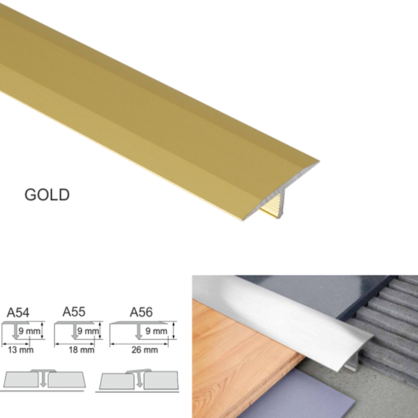 Anodised Aluminium T Bar Transition Threshold Trim For Tiles