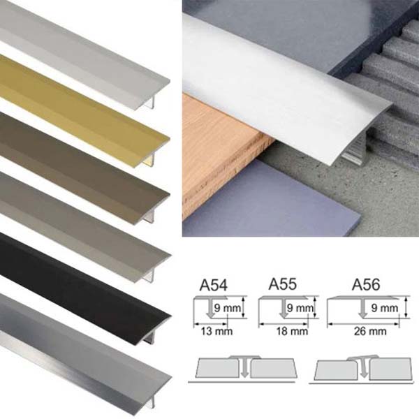 Anodised Aluminium T Bar Transition Threshold Trim For Tiles