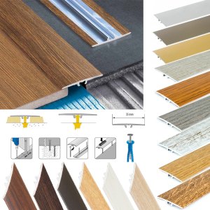 35mm Flat Aluminium Wood Effect Door Threshold Laminate Trim