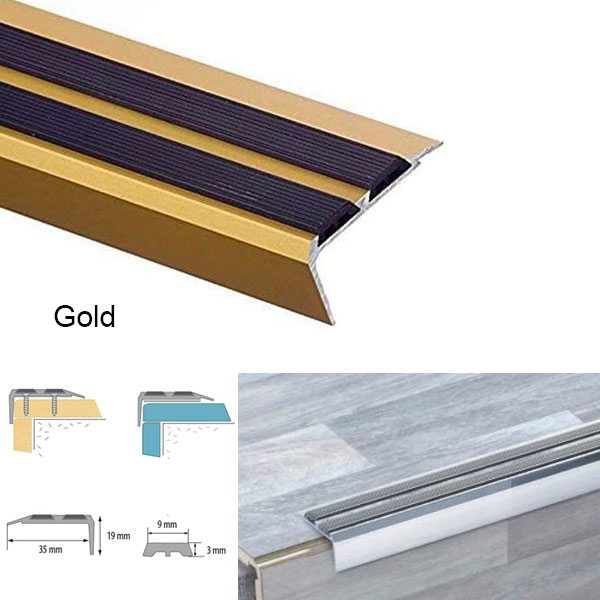 Anti Slip Aluminium Stair Edge Nosing Trim With Rubber Insert