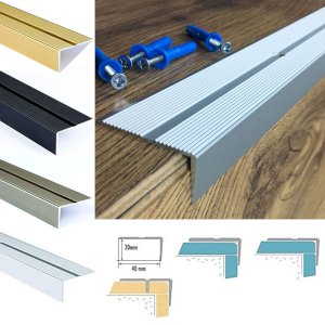 Anti Slip Aluminium Stair Nosing Edge Rubust Trim Drilled Carpet Guard