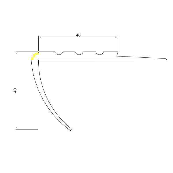 40mm x 40mm Flexible Non-Slip Bullnose Warning Stair Nosing 