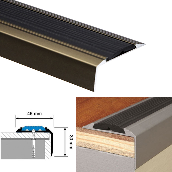  Anodised Non Slip Aluminium Stair Nosing For Tread Edges Silver