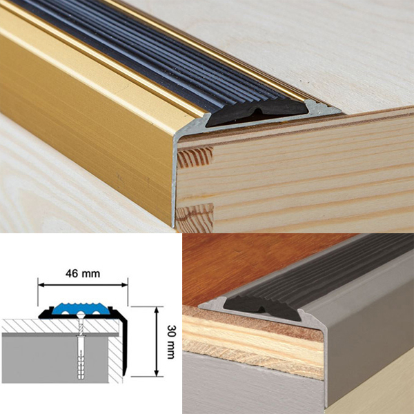  Anodised Non Slip Aluminium Stair Nosing For Tread Edges Silver