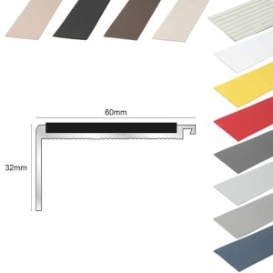 60mm x 32mm Non Slip Commercial Stair Nosing With PVC Insert 