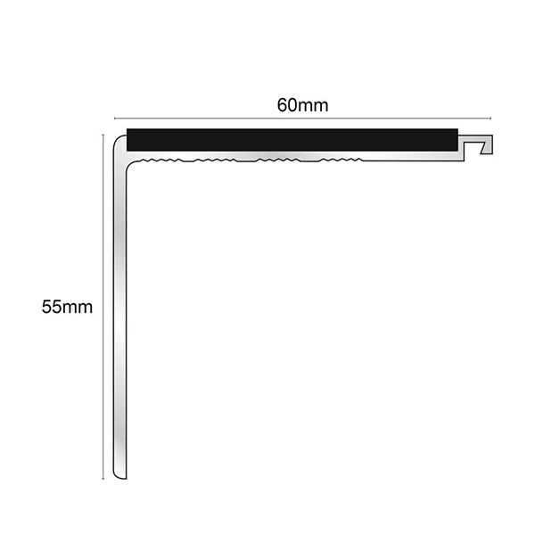 60mm x 55mm Non Slip PVC Insert Stair Nosing Edge Protection