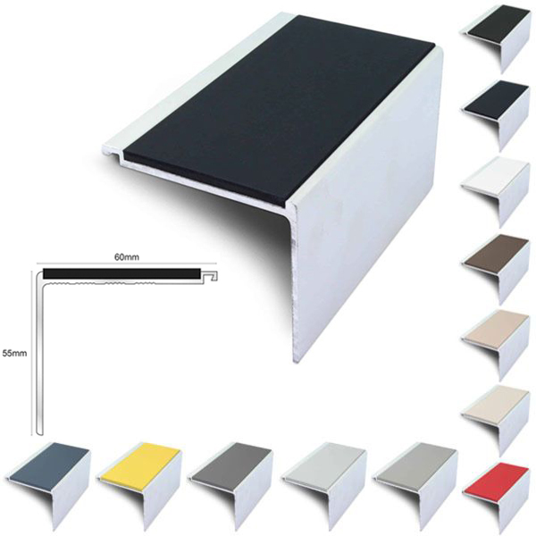 60mm x 55mm Non Slip PVC Insert Stair Nosing Edge Protection