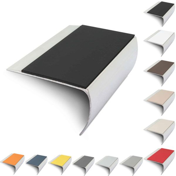69mm x 40mm Aluminium Non Slip Commercial Stair Nosing Edge Trim With Pvc Insert 