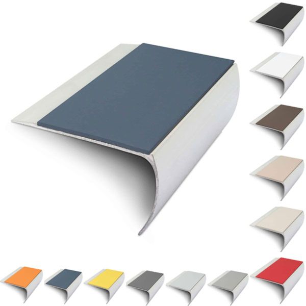 69mm x 40mm Aluminium Non Slip Commercial Stair Nosing Edge Trim With Pvc Insert 