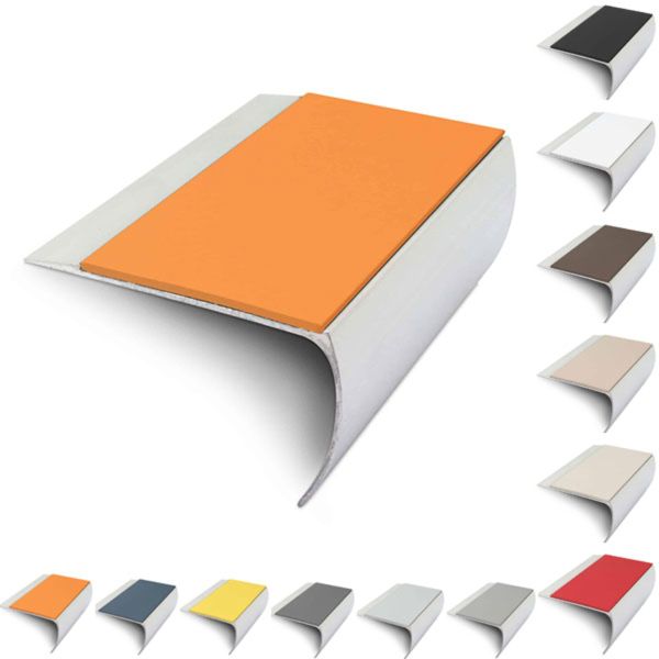 69mm x 40mm Aluminium Non Slip Commercial Stair Nosing Edge Trim With Pvc Insert 