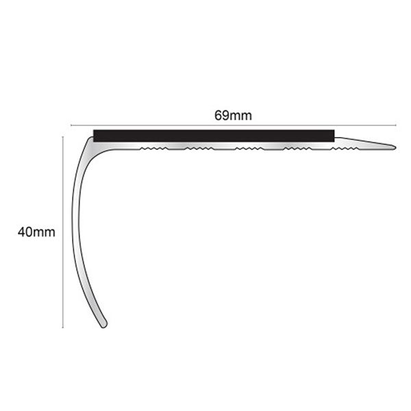 69mm x 40mm Aluminium Non Slip Commercial Stair Nosing Edge Trim With Pvc Insert 