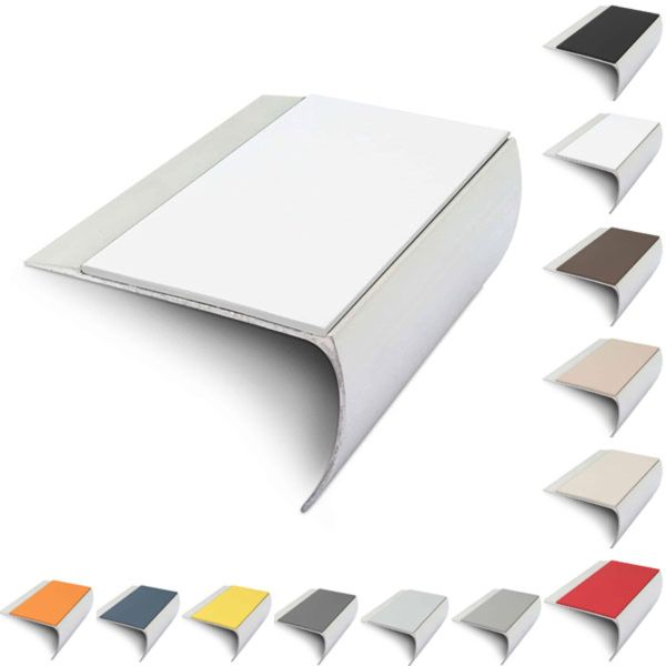 69mm x 40mm Aluminium Non Slip Commercial Stair Nosing Edge Trim With Pvc Insert 