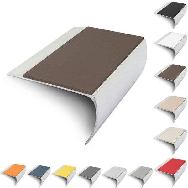 69mm x 40mm Aluminium Non Slip Commercial Stair Nosing Edge Trim With Pvc Insert 