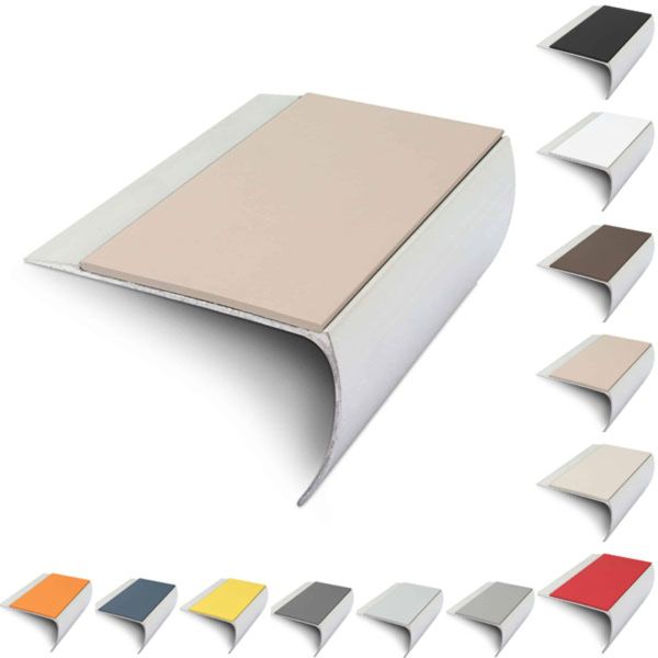 69mm x 40mm Aluminium Non Slip Commercial Stair Nosing Edge Trim With Pvc Insert 