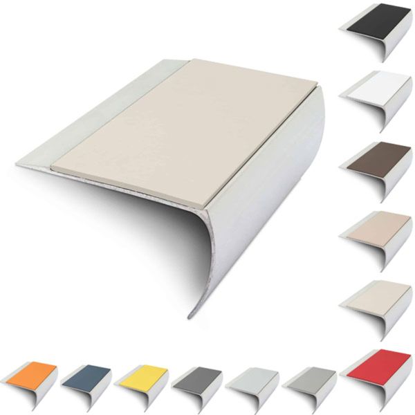 69mm x 40mm Aluminium Non Slip Commercial Stair Nosing Edge Trim With Pvc Insert 