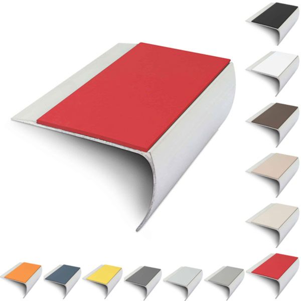 69mm x 40mm Aluminium Non Slip Commercial Stair Nosing Edge Trim With Pvc Insert 