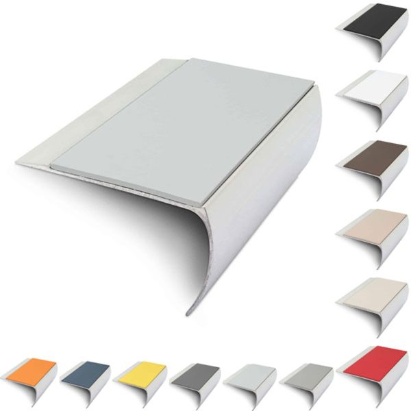 69mm x 40mm Aluminium Non Slip Commercial Stair Nosing Edge Trim With Pvc Insert 
