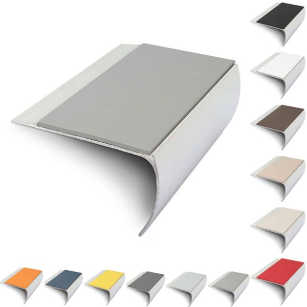 69mm x 40mm Aluminium Non Slip Commercial Stair Nosing Edge Trim With Pvc Insert 