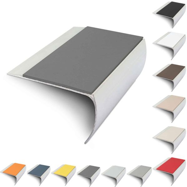 69mm x 40mm Aluminium Non Slip Commercial Stair Nosing Edge Trim With Pvc Insert 