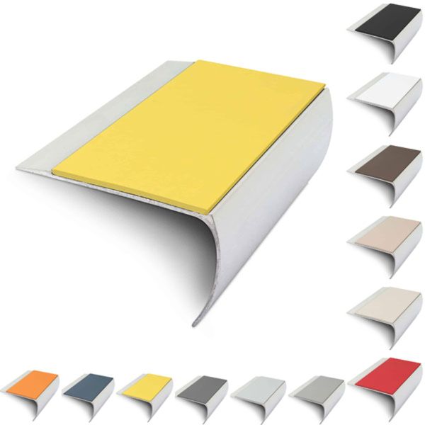 69mm x 40mm Aluminium Non Slip Commercial Stair Nosing Edge Trim With Pvc Insert 