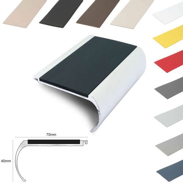 70mm x 40mm Non Slip Bullnose Stair Nosing With PVC Insert